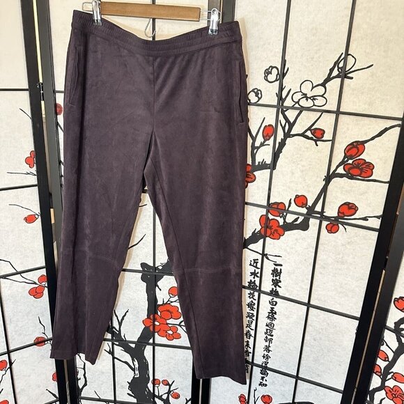 J Jill Womens Pants Size M Pull On Stretch Velvet Brown Straight Leg Pockets - Picture 1 of 6